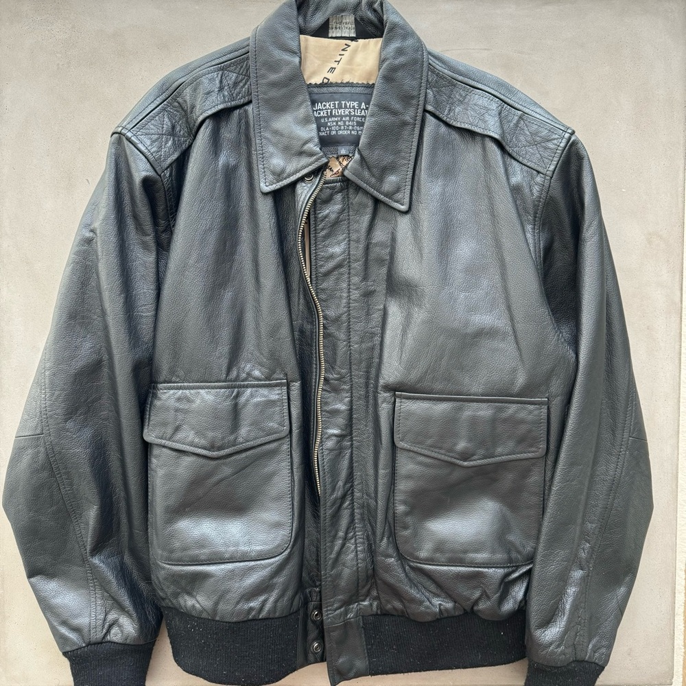 Military Pilot bomber leather jacket type A-2